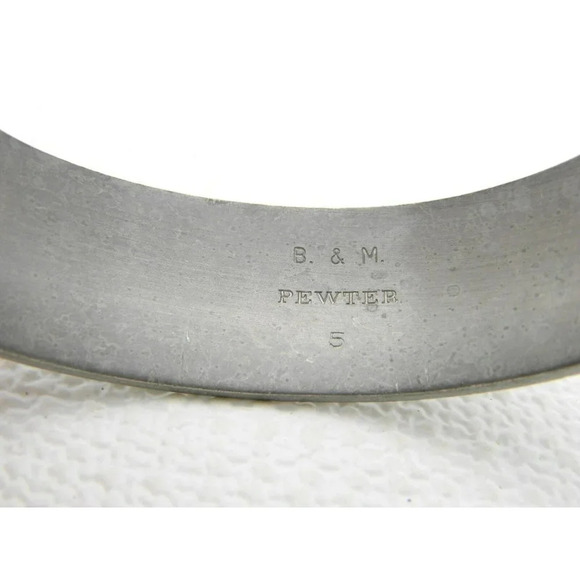 VTG B & M Pewter 5 Monogram Initial Cuff Bracelet - Picture 5 of 5